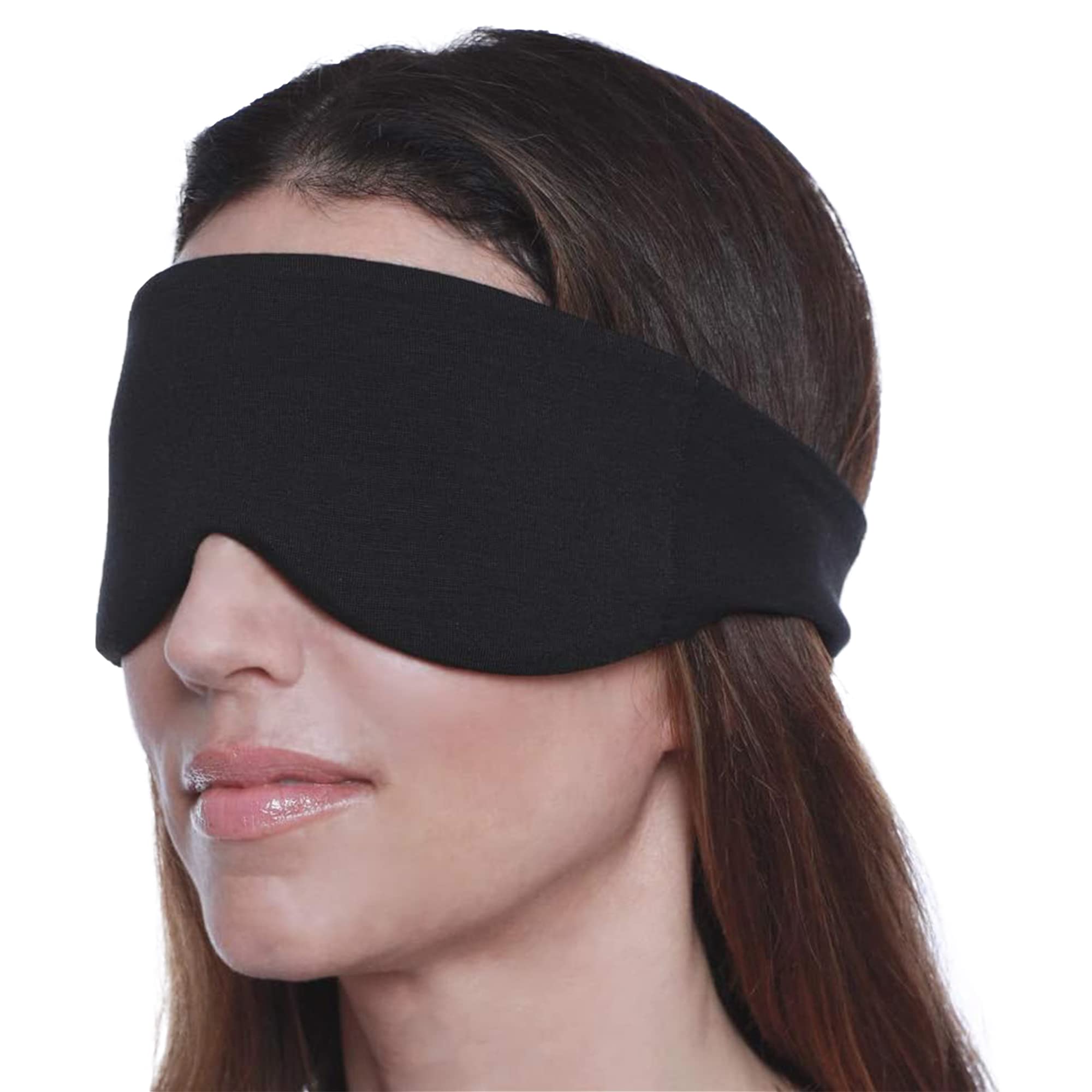 Happyluxe Sleep Mask for Women and Men, Eye Mask for Sleeping, Blindfold, Eco Friendly Fabric, Lightweight, Super Soft, for Travel, Napping, Migraines. Made in USA (Jet Black)