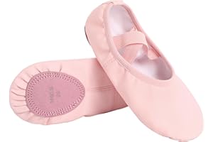 Phoeswan Ballet Shoes for Girls, PU Leather Girls Dance Slippers for Toddler/Little Kid/Big Kid