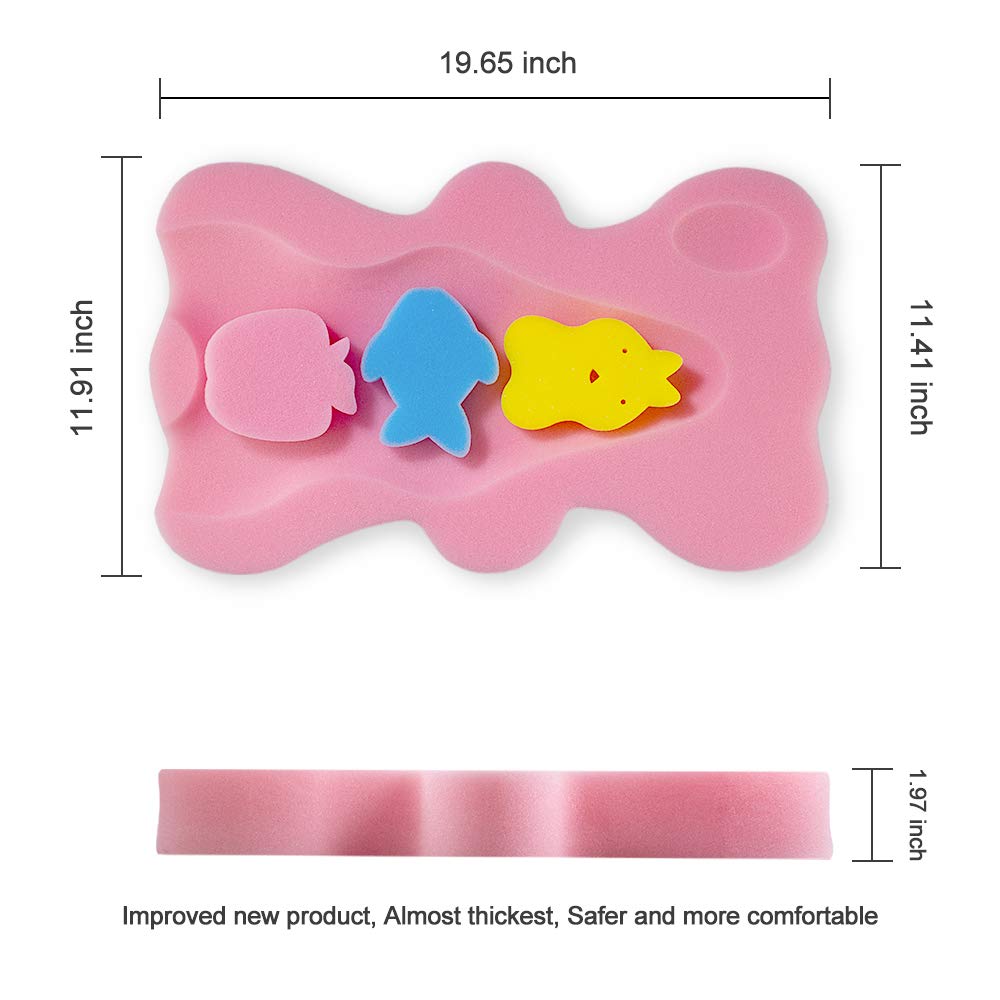 HALLO Soft Infant Bath Sponge Skid Proof Baby Bath Mat Newborn Odor Free (Pink) : Baby