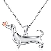 URONE Dachshund Necklaces for Women 925 Sterling Silver Dachshund Pendant Dog Necklace Dachshund Jewelry Dachshund Gifts for Dachshund Lovers