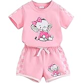 YOUNGER TREE Toddler Infant Baby Girls Summer Outfits Leopard Print Short Sleeve Pocket T-Shirt Tops Pants Clothes Sets