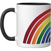 Rainbow - Rainbow Simple Style Basic Stripe Design Ceramic Mug, Black/White