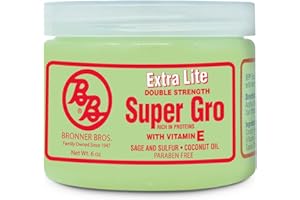 Bronner Bros Super Gro Lite Hair Growth & Scalp Treatment for Dry Itchy Scalp - Reduces Breakage, Stimulates Scalp, Strengthens Hair & Hydrates with Keratin, Vitamin E, Sage & Coconut Oil - 6oz