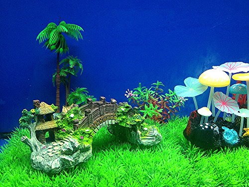 Alwaysuc Pavilion Tree Fish Tank Decoration Aquarium Ornament Poly Resin Bridge Landscape Decor Fish Tank Ornaments - Thumbnail 3