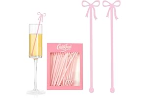 CUDDLEJUNK 20 pcs Bow Drink Stirrers, Acrylic Drink Stirs for Bow Themed Party Decoration, Coquette Birthday Cocktail Wedding Decorations Party Favors (Pink)