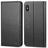 iPhone X Case, iPhone 10 Case, SHIELDON Genuine Leather iPhone X Wallet Case Folio Magnetic Book Design with KickStand, Credit Card Slots and TPU Full Proteciton Case for iPhone X (5.8