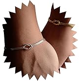 Jugielu Vintage Love Knot Bracelet Set Infinity Round Snake Chain Bracelet Gold Silver Love Knot Friendship Bracelets Dainty Knotted Couple Bracelets Minimalist Bangle Anklet Wrist Jewelry for Women