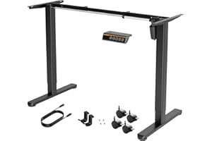 Claiks Standing Desk Frame, Electric Stand Up Desk Legs Frame Workstation Up to 63",T-Shaped Adjustable Standing Computer Desk for Home and Office, (Black Frame only)