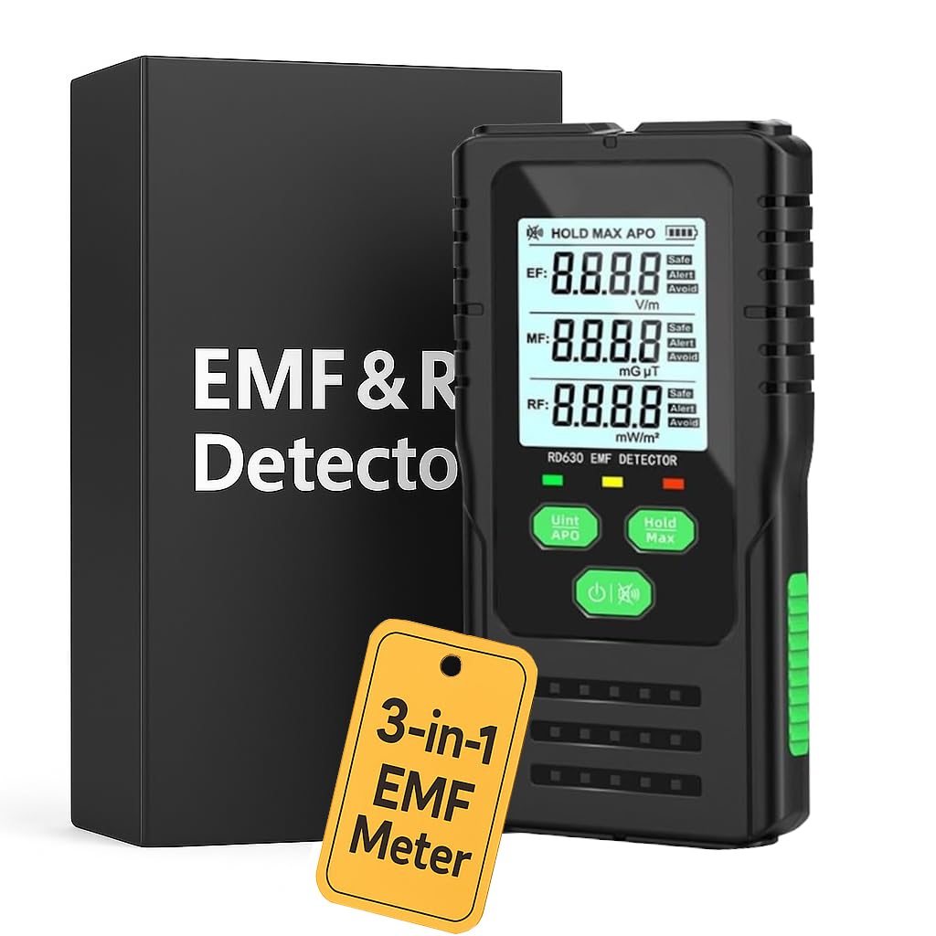 Advanced EMF Detector for Home and Personal Use - Measures Electric Fields, Magnetic Fields, and RF Radiation with High Accuracy - Portable, User-Friendly Design with Clear Digital Display