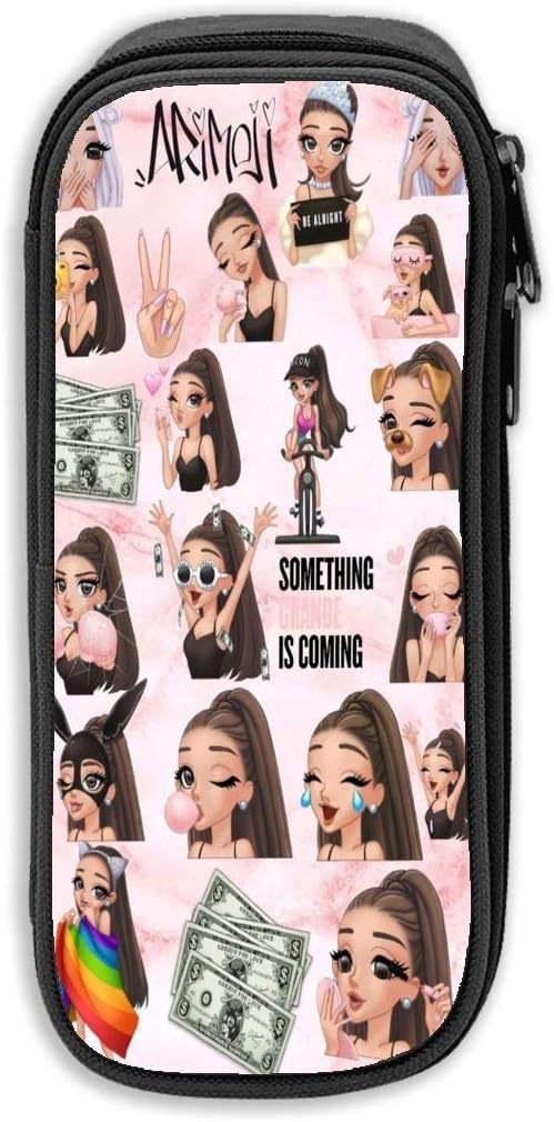 Ar-iana Grande Muti Function Portable Pencil Case Large Capacity Storage Cosmetics Box Desk Pencil Case Stationery Organizer Pencil Case with Zipper School and Office Black