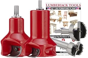 Lumberjack Tools Tenon Cutter Kit for Log Furniture, 1" & 2" Cutters & Forstner Bits, Home Series Powder Coated Aluminum, 1/2