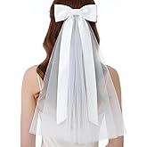Ymapinc Wedding Short Big Bow Veil with Clip, Ivory White Headband Bridal Veil for Bride Bachelorette Party Cathedral Wedding Bridesmaid Hair Accessory