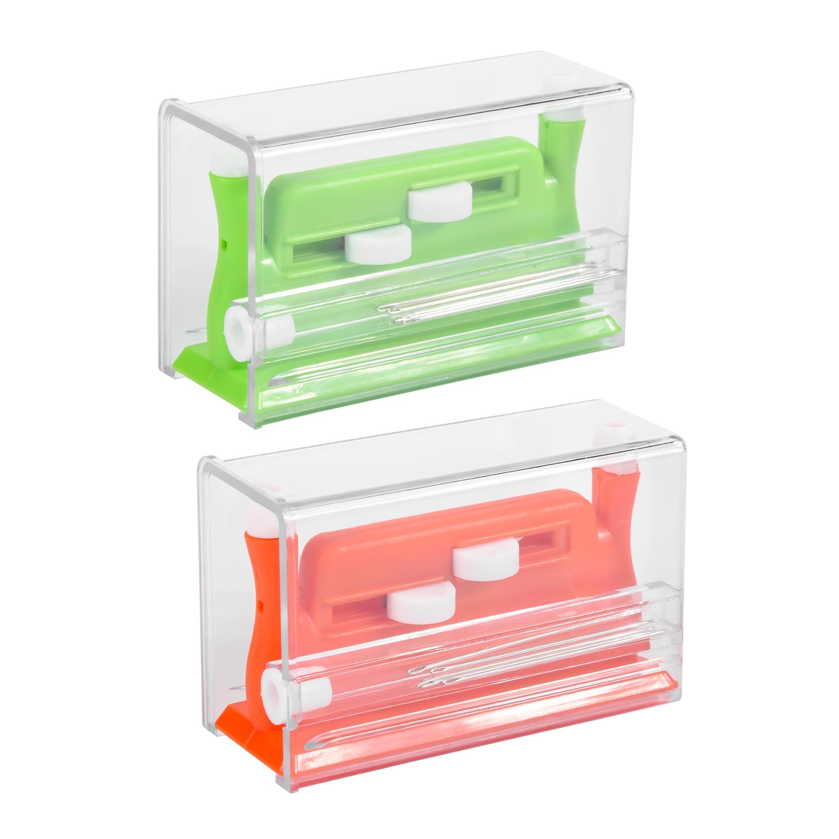 ZDSFSD 2Pcs Automatic Needle Threader,Sewing Tool Needle Threader,Automatic Needle Threaders for Hand Sewing (Green+Orange)