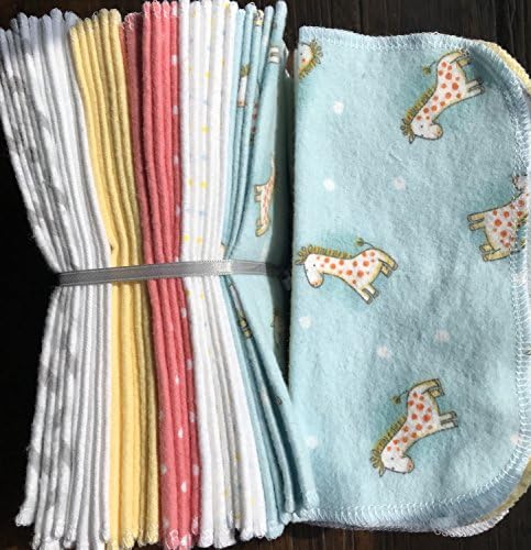 Cloth Baby Wipes Starter Kit. Set of 3 Dozen Wipes. Reusable Cloth Wipes. Baby Shower Gift. Eco Friendly. Reusable Cloth Napkin. Reusable Dryer Sheets. Baby Giraffes on blue.