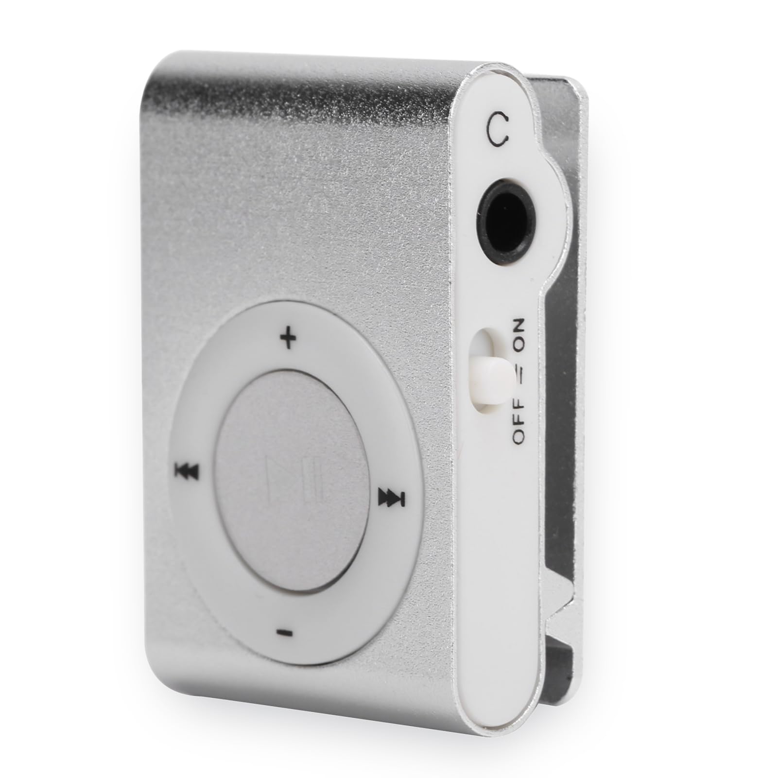 Portable Digital Music Media Player, Mini MP3 BackClip Player with Earphone and USB Cable, MP3 Music Player Set for Outside Sports, 250mAh, 5 Hours Play Time(Silver)