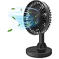 USB Desk Fan,Small Table Fan Oscillating Fan Head Rotating Adjustment Portable Mini Personal Fan 3 Speeds Strong Wind Quiet D