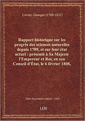 Amazonfr Rapport Historique Sur Les Progrès Des Sciences - 