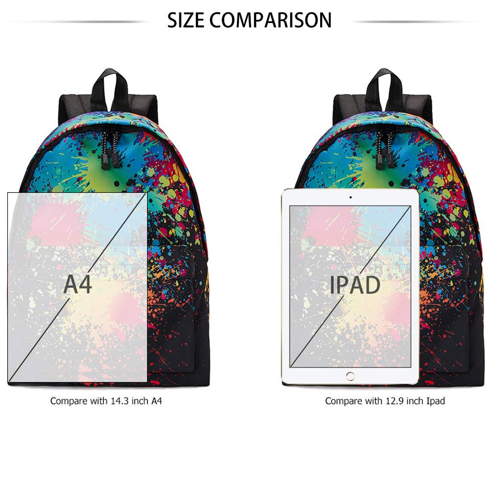 TUONROAD Teenage School Backpack 3D Printed Tiedye School Backpack Multi Pocket Printing Collection Backpack