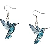 Hummingbird Earrings for Women Colorful Acrylic Animal Bird Drop Dangle Earring Jewelry