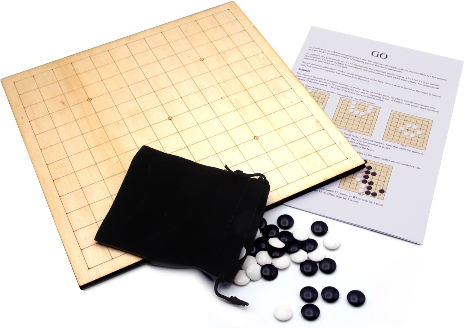 Brimtoy Go Game set (Goban) 24cm - Ancient Japanese game - supplied with wooden board, Go stones and instructions - Handmade in the UK - Unisex - Adult/Teen - Family Game