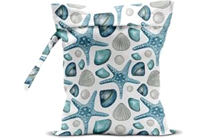 zcyxuuw Wet Bag, Wet Dry Bag, Wet Bag for Swimsuit, Travel, Beach, Pool, Diapers, Dirty Yoga Gym Clothes, Makeup Bag, Beach Wedding Supplies, Waterproof Reusable Shell Pearl Starfish Whale