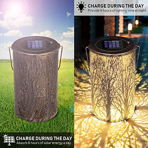 Solar Laterne Außen, Solar Garten Hängende Laterne, Solar Laterne Lichter für hängende Outdoor, Zylinderförmige Nachtlicht Wasserdicht IP44 mit Lichtempfindlichkeit, Solar Laterne für Aussen, Garten