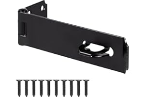 HTHOOOOOME 7-1/2 Inch Hasp Latch Heavy Duty, 1 Pack Stainless Steel Padlock Latch 0.11 Inch Thick, Black Finish Security Door Hasp Latch for Gates, Outdoor Doors, Cabinet, Drawer(8 Screws Included)