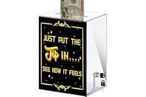 Idealmuzik Tip Jar Acrylic Tip Box for Bartender Bars,Wall Mounted Tip Collection Jar with Lock and Slot,Cash Drop Box,Large Money Jar - Just Put The Tip in ... See How It Feels (6" L x 8" H x 5" W)