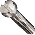 Small Parts Stainless Steel Machine Screw, Plain Finish, Fillister Head, Slotted Drive, Meets ASME B18.6.3, 1/4" Length, Full