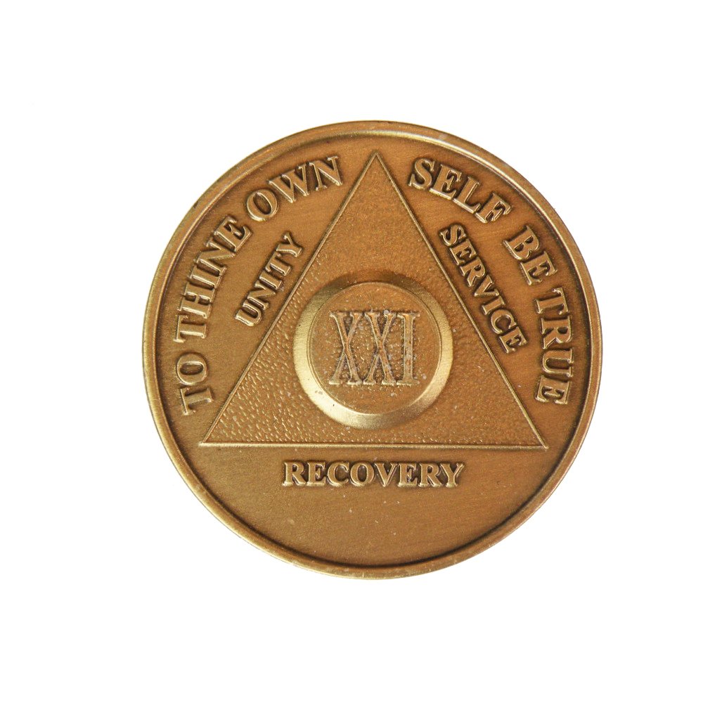21 Year Bronze AA (Alcoholics Anonymous) - Sober / Sobriety / Birthday / Anniversary / Recovery / Medallion / Coin / Chip by Generic