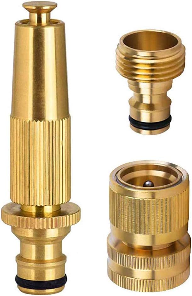 YUIP Female Brass Hose Connector, 3/4 inch Female Thread Tap Connector & Male Thread Brass Quick Connector & Spray Nozzle