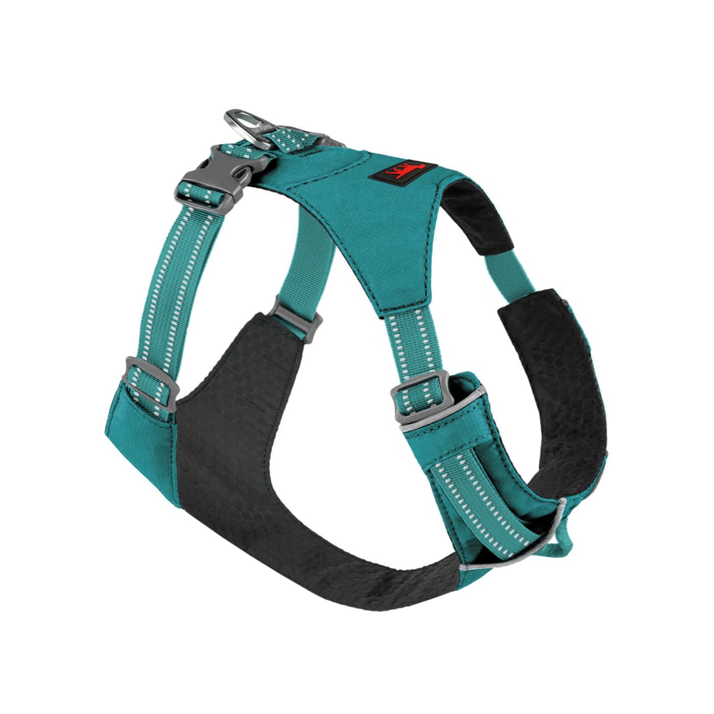 Photo 1 of Tuff Pupper All-Day Wear Dog Harness | for Walking, Trail Running, Hiking | Front & Back Leash Clips | Reflective Trim | Easy On/Off Buckles | Lightweight Breathable | No Pull Design (Small, Teal)