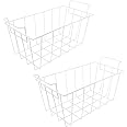 KITCHEN BASICS 101: 2 Pack WR21X10208 White Refrigerator Freezer Basket Replacement for GE Haier RF-0300-29 ap4428485, RF-0300-29, 1535717, AH2356327, EA2356327, PS2356327, RF-0300-20, WR21X10157