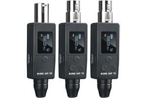 Nuoxiange UHF Wireless XLR Transmitter Receiver 20-Channel, 48V Phantom Power, 50M/164FT Range, 1-to-2, Plug & Play for Dynam