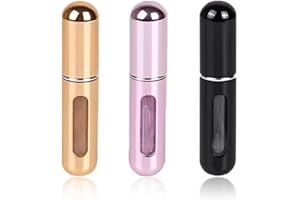 WIZA Travel Mini Perfume Refillable Atomizer Container, Portable Perfume Scent Pump Case Fragrance Empty Spray Bottle for Traveling and Outgoing (3 Pack. 5ml)