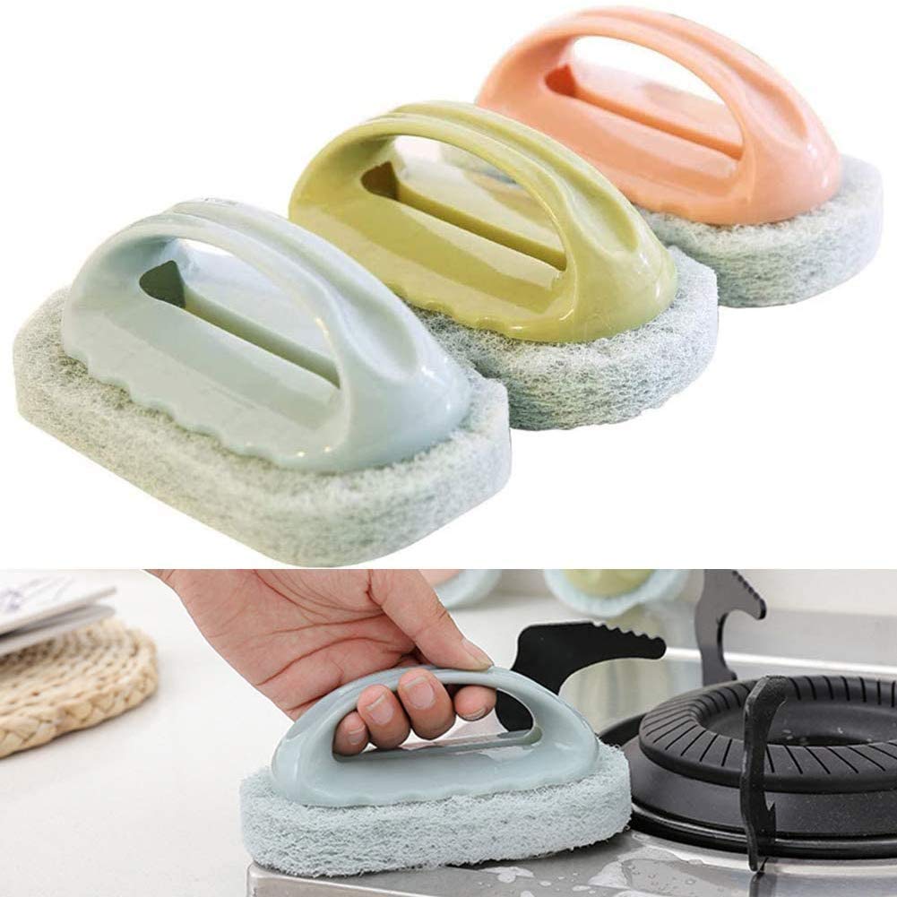 BETOY 3 Dish brush，Cleaning brush， Pieces of Kitchen Sink Cleaning Sponge Bathroom Bathtub Scrubber Cleaner Tile Floor Window Cleaning Brushes with Handle