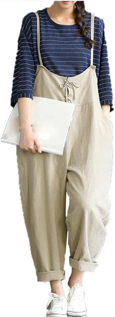 Kingwo Womens Baggy Dungarees, Loose Jumpsuit Strap Belt Bib Pants Trousers Casual Overall Pants Long Wide Leg Pants