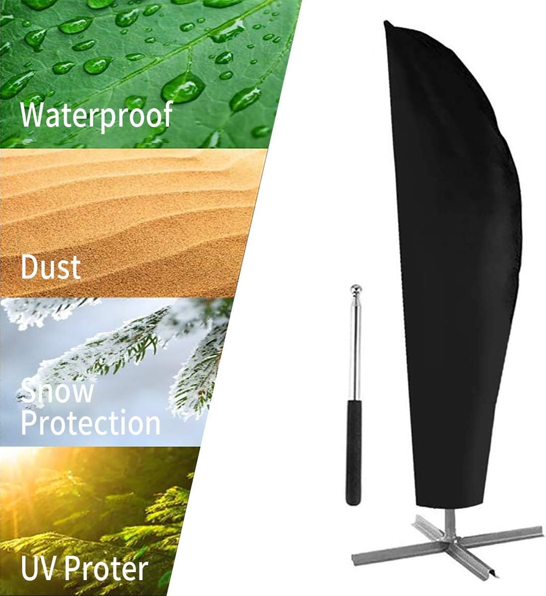 UPODA Patio Umbrella Cover, Waterproof Outdoor Umbrellas Cover Anti-UV Proof of Rain Wind Dust Umbrella Cover for 9ft to 11ft Outdoor Umbrellas with Zipper: Kitchen & Dining