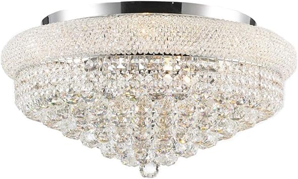 Worldwide Lighting Empire Collection 12 Light Chrome Finish And Clear Crystal Flush Mount Ceiling Light 24 D X 12 H Extra Large Flush Mount Ceiling Light Fixtures Amazon Com