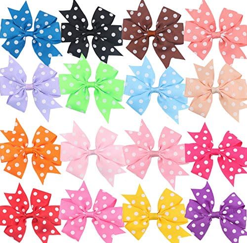 PaZinger 20 PiecesBaby Girl Hair Bow Clips Girl's Ribbon Hairpin Grosgrain Hair Bow Clips (Wave)