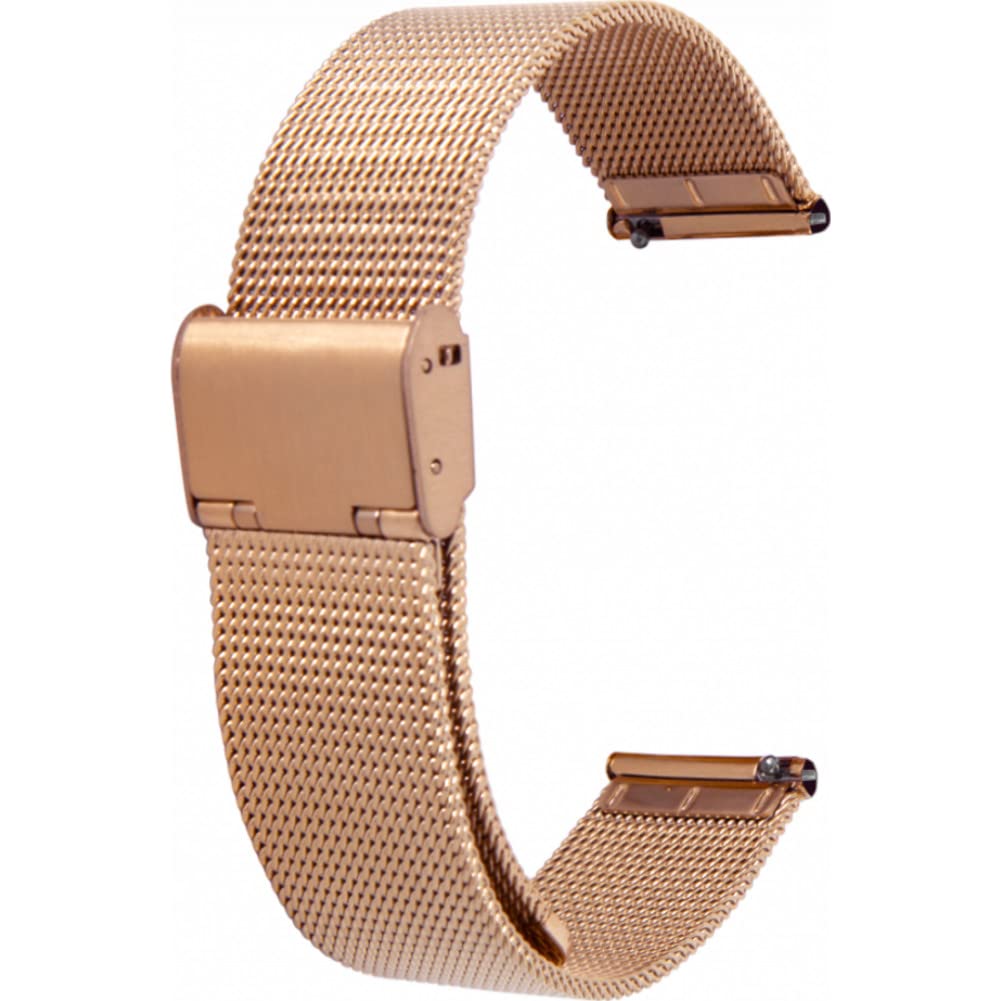 Toff London Ladies Rose Gold Mesh Watch Strap, Quick Release with Rose Gold Metal Clasp, Band Width 18mm