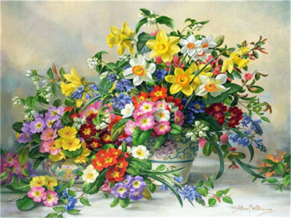 YEESAM ART Paint by Numbers for Adults Beginner, Colorful Daisy Flowers 16x20 Inch Linen Canvas Acrylic DIY Number Painting Kits for Home Wall Decor