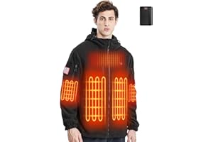 Vokora Mens Heated Jacket, Fleece Hoodie Coat for Men Women with 16000mAh Battery, 6 Heating Zones, 3 Temp Levels