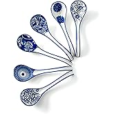 Cerkik Ceramic Asian Soup Spoon - 6.3 Inch Chinese Soup Spoons Japanese Ramen Spoons for Pho Dumplings Wonton Miso Cereal Ste
