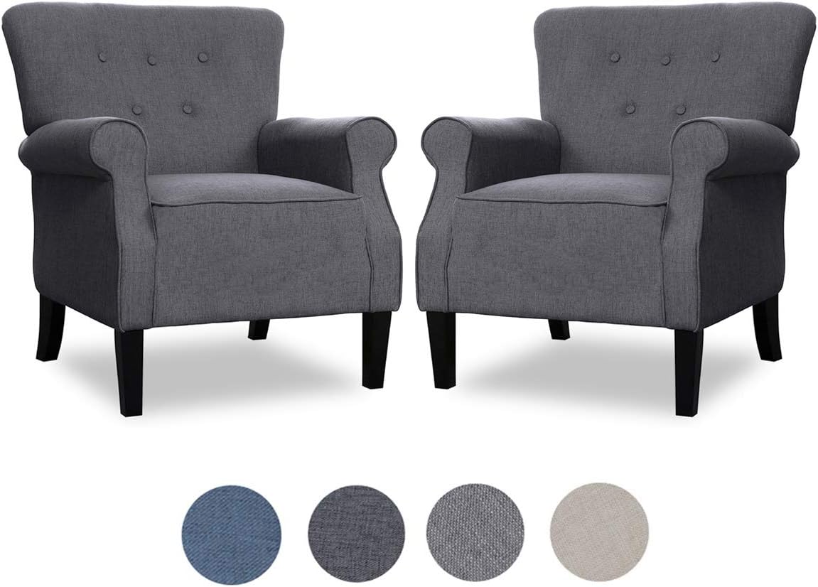 Top Space Accent Chair Sofa Mid Century Upholstered Roy Arm Single Sofa Modern Comfy Furniture for Living Room,Bedroom,Club,Office (Large,Grey)