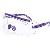 UKNOW Safety Goggles Over Glasses, Anti Fog Safety Glasse with Clear Wraparound Lens, ANSI Z87.1 Protective Eyewear