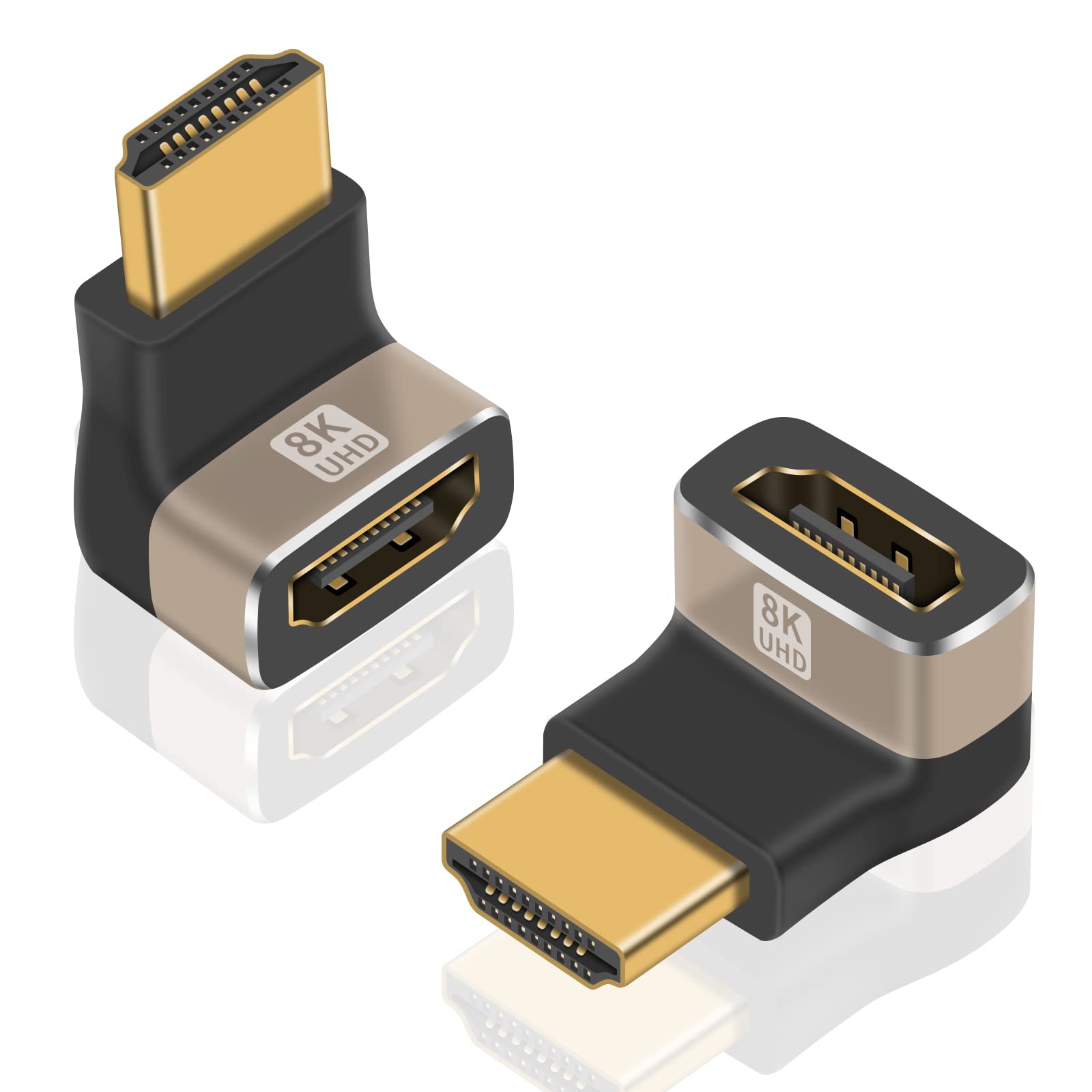 Photo 1 of Duttek 8K 90 Degree HDMI Male to Female Adapter, 2.1 Version Down Angle HDMI L Shape Flat Extender Adapter Connector for TV, Roku, Fire Stick, Chromecast, Switch, Laptop, PC (2 Pack)