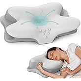 Cervical Neck Pillow - Cooling Pillow for Neck Pain Relief, Ergonomic Side Sleeper Pillow for Sleeping, Contour Orthopedic Memory Foam Pillows for Back & Stomach Sleepers with Pillowcase