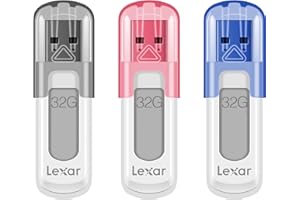 Lexar 32GB 3-Pack JumpDrive V100 USB 3.2 Gen 1 Flash Drive for Storage Expansion and Backup, Up To 100MB/s Read, Gray, Pink, Blue (LJDV100032G-B3NNU)