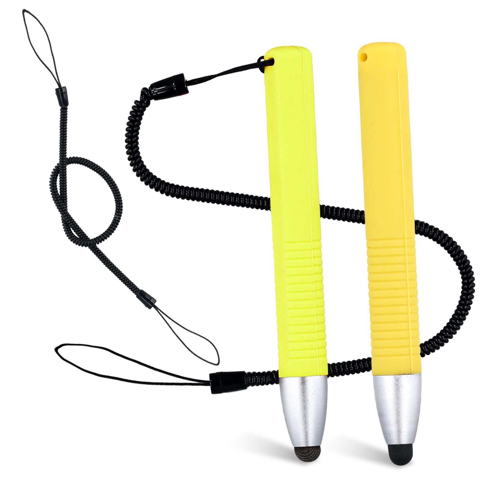 2pcs Kid Stylus Pens for Touch Screens, Capacitive Stylus Pen with Spring Cord, Children's Tablet Stylus Pen Crayon Stylus Pen for Touch Screen Devices Smartphones Tablets (Green, Yellow)